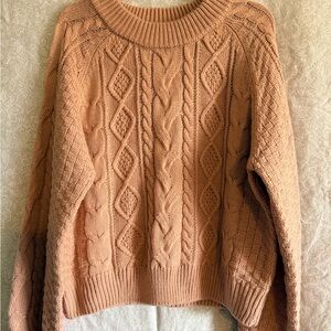 Women's Cable Knit Sweater - Tan